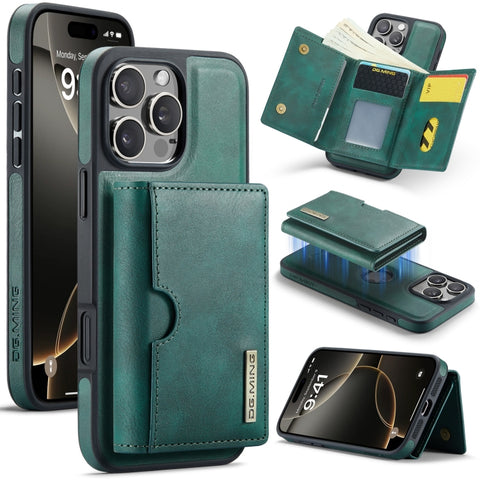 DG.MING M6 Series RFID Tri-fold Card Bag Removable Leather Phone Case, For iPhone 18 Pro / 17 Pro, For iPhone 18 Pro Max / 17 Pro Max, For iPhone 17e / 16e, For iPhone 17, For iPhone Air, For iPhone 16 Pro Max, For iPhone 16 Pro, For iPhone 16 Plus    ...