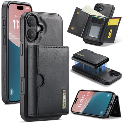 DG.MING M6 Series RFID Tri-fold Card Bag Removable Leather Phone Case, For iPhone 18 Pro / 17 Pro, For iPhone 18 Pro Max / 17 Pro Max, For iPhone 17e / 16e, For iPhone 17, For iPhone Air, For iPhone 16 Pro Max, For iPhone 16 Pro, For iPhone 16 Plus    ...