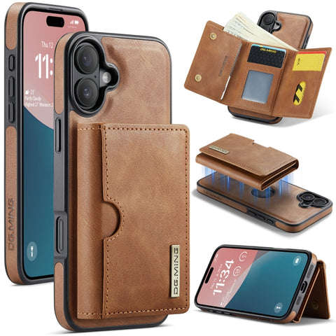 DG.MING M6 Series RFID Tri-fold Card Bag Removable Leather Phone Case, For iPhone 18 Pro / 17 Pro, For iPhone 18 Pro Max / 17 Pro Max, For iPhone 17e / 16e, For iPhone 17, For iPhone Air, For iPhone 16 Pro Max, For iPhone 16 Pro, For iPhone 16 Plus    ...