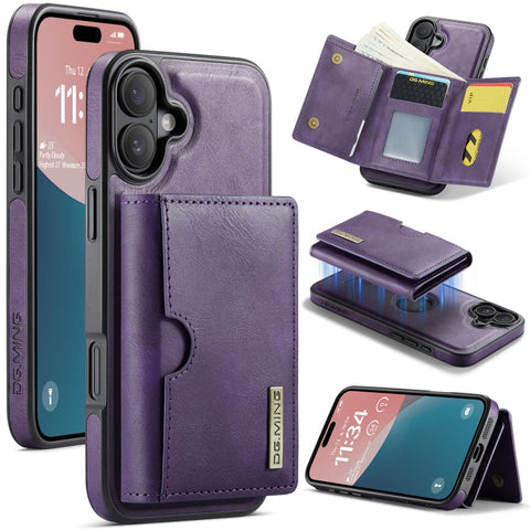 DG.MING M6 Series RFID Tri-fold Card Bag Removable Leather Phone Case, For iPhone 18 Pro / 17 Pro, For iPhone 18 Pro Max / 17 Pro Max, For iPhone 17e / 16e, For iPhone 17, For iPhone Air, For iPhone 16 Pro Max, For iPhone 16 Pro, For iPhone 16 Plus    ...