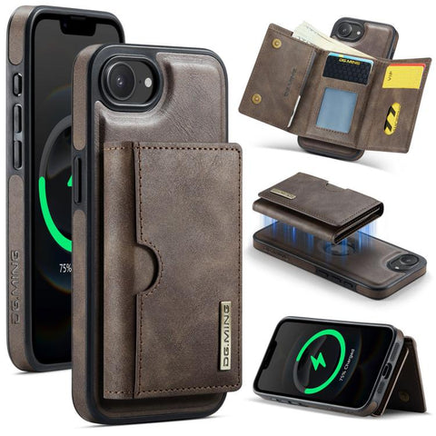 DG.MING M6 Series RFID Tri-fold Card Bag Removable Leather Phone Case, For iPhone 18 Pro / 17 Pro, For iPhone 18 Pro Max / 17 Pro Max, For iPhone 17e / 16e, For iPhone 17, For iPhone Air, For iPhone 16 Pro Max, For iPhone 16 Pro, For iPhone 16 Plus    ...