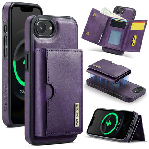 DG.MING M6 Series RFID Tri-fold Card Bag Removable Leather Phone Case, For iPhone 18 Pro / 17 Pro, For iPhone 18 Pro Max / 17 Pro Max, For iPhone 17e / 16e, For iPhone 17, For iPhone Air, For iPhone 16 Pro Max, For iPhone 16 Pro, For iPhone 16 Plus    ...