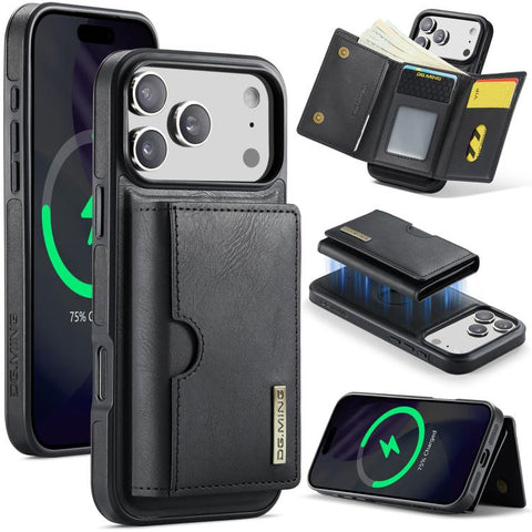 DG.MING M6 Series RFID Tri-fold Card Bag Removable Leather Phone Case, For iPhone 18 Pro / 17 Pro, For iPhone 18 Pro Max / 17 Pro Max, For iPhone 17e / 16e, For iPhone 17, For iPhone Air, For iPhone 16 Pro Max, For iPhone 16 Pro, For iPhone 16 Plus    ...