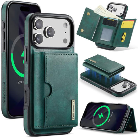 DG.MING M6 Series RFID Tri-fold Card Bag Removable Leather Phone Case, For iPhone 18 Pro / 17 Pro, For iPhone 18 Pro Max / 17 Pro Max, For iPhone 17e / 16e, For iPhone 17, For iPhone Air, For iPhone 16 Pro Max, For iPhone 16 Pro, For iPhone 16 Plus    ...