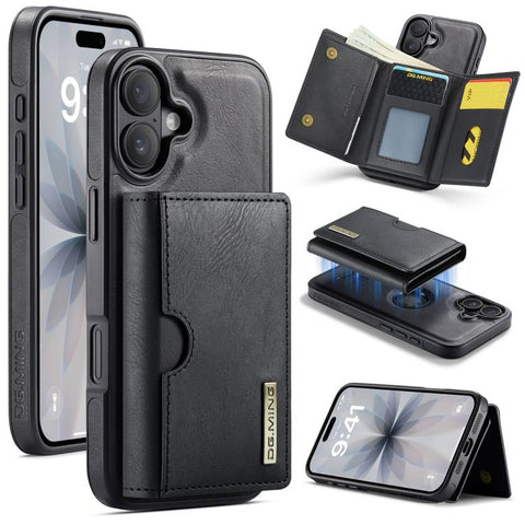 DG.MING M6 Series RFID Tri-fold Card Bag Removable Leather Phone Case, For iPhone 18 Pro / 17 Pro, For iPhone 18 Pro Max / 17 Pro Max, For iPhone 17e / 16e, For iPhone 17, For iPhone Air, For iPhone 16 Pro Max, For iPhone 16 Pro, For iPhone 16 Plus    ...