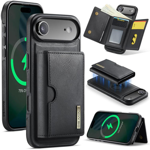DG.MING M6 Series RFID Tri-fold Card Bag Removable Leather Phone Case, For iPhone 18 Pro / 17 Pro, For iPhone 18 Pro Max / 17 Pro Max, For iPhone 17e / 16e, For iPhone 17, For iPhone Air, For iPhone 16 Pro Max, For iPhone 16 Pro, For iPhone 16 Plus    ...