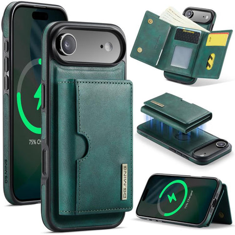DG.MING M6 Series RFID Tri-fold Card Bag Removable Leather Phone Case, For iPhone 18 Pro / 17 Pro, For iPhone 18 Pro Max / 17 Pro Max, For iPhone 17e / 16e, For iPhone 17, For iPhone Air, For iPhone 16 Pro Max, For iPhone 16 Pro, For iPhone 16 Plus    ...