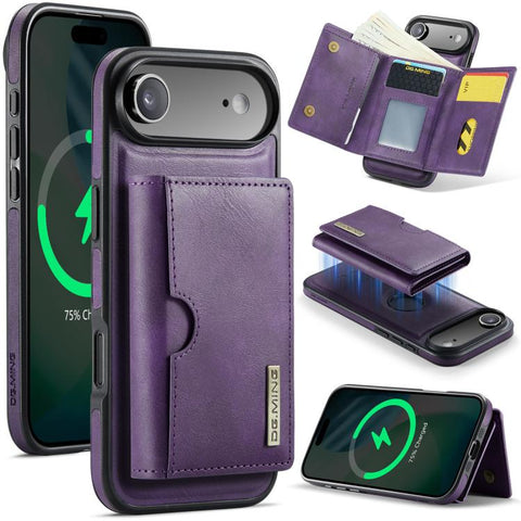 DG.MING M6 Series RFID Tri-fold Card Bag Removable Leather Phone Case, For iPhone 18 Pro / 17 Pro, For iPhone 18 Pro Max / 17 Pro Max, For iPhone 17e / 16e, For iPhone 17, For iPhone Air, For iPhone 16 Pro Max, For iPhone 16 Pro, For iPhone 16 Plus    ...