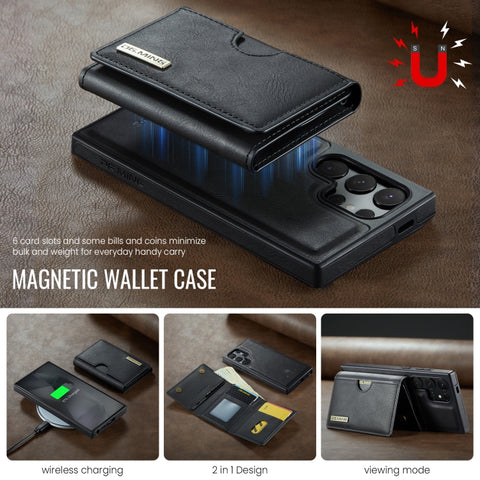 DG.MING M6 Series RFID Tri-fold Card Bag Removable Leather Phone Case, For Samsung Galaxy S24 Ultra 5G, For Samsung Galaxy S24+ 5G, For Samsung Galaxy S24 5G, For Samsung Galaxy S23 FE 5G, For Samsung Galaxy S23 Ultra 5G, For Samsung Galaxy S23+ 5G    ...