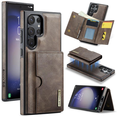 DG.MING M6 Series RFID Tri-fold Card Bag Removable Leather Phone Case, For Samsung Galaxy S24 Ultra 5G, For Samsung Galaxy S24+ 5G, For Samsung Galaxy S24 5G, For Samsung Galaxy S23 FE 5G, For Samsung Galaxy S23 Ultra 5G, For Samsung Galaxy S23+ 5G    ...