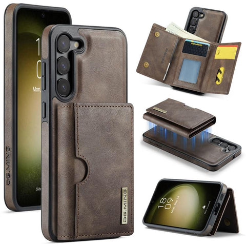 DG.MING M6 Series RFID Tri-fold Card Bag Removable Leather Phone Case, For Samsung Galaxy S24 Ultra 5G, For Samsung Galaxy S24+ 5G, For Samsung Galaxy S24 5G, For Samsung Galaxy S23 FE 5G, For Samsung Galaxy S23 Ultra 5G, For Samsung Galaxy S23+ 5G    ...