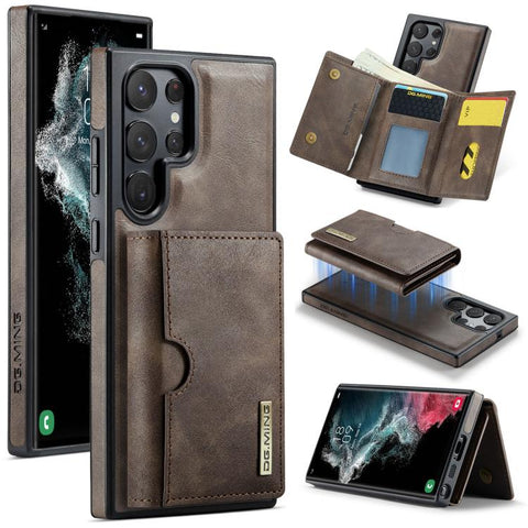 DG.MING M6 Series RFID Tri-fold Card Bag Removable Leather Phone Case, For Samsung Galaxy S24 Ultra 5G, For Samsung Galaxy S24+ 5G, For Samsung Galaxy S24 5G, For Samsung Galaxy S23 FE 5G, For Samsung Galaxy S23 Ultra 5G, For Samsung Galaxy S23+ 5G    ...