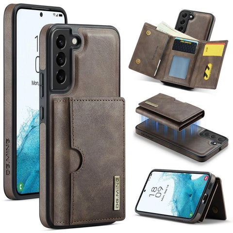 DG.MING M6 Series RFID Tri-fold Card Bag Removable Leather Phone Case, For Samsung Galaxy S24 Ultra 5G, For Samsung Galaxy S24+ 5G, For Samsung Galaxy S24 5G, For Samsung Galaxy S23 FE 5G, For Samsung Galaxy S23 Ultra 5G, For Samsung Galaxy S23+ 5G    ...