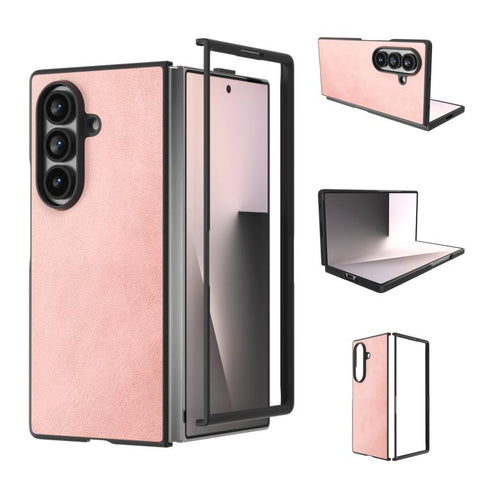 Black Edge Two-color Calf Texture PU Phone Case, For Galaxy Z Fold8 Ultra 5G, For Samsung Galaxy Z Fold7 5G, For Samsung Galaxy Z Fold Special