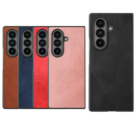 Black Edge Two-color Calf Texture PU Phone Case, For Galaxy Z Fold8 Ultra 5G, For Samsung Galaxy Z Fold7 5G, For Samsung Galaxy Z Fold Special