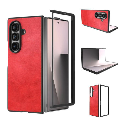 Black Edge Two-color Calf Texture PU Phone Case, For Galaxy Z Fold8 Ultra 5G, For Samsung Galaxy Z Fold7 5G, For Samsung Galaxy Z Fold Special