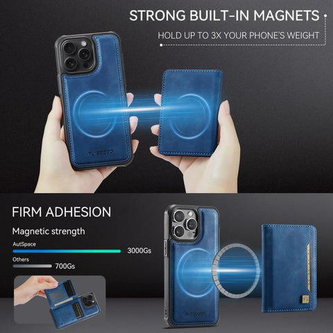 AutSpace A13 MagSafe Magnetic RFID Flip Card Bag Phone Case, For iPhone 12 Pro Max, For iPhone 12 Pro