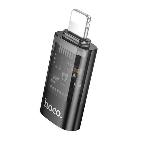 hoco UA36A 8 Pin Male to USB-C / Type-C Female OTG Transparent Adapter, 8 Pin Male to USB-C / Type-C Female