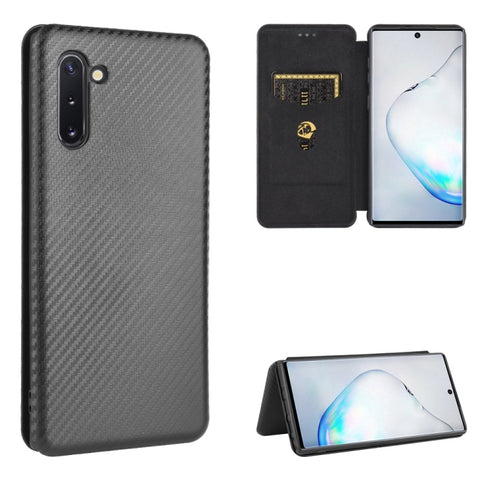 Carbon Fiber Texture Magnetic Horizontal Flip TPU + PC + PU Leather Case with Card Slot, For Samsung Galaxy Note10, For Samsung Galaxy Note10 Plus, For Samsung Galaxy Note20 Ultra, For Samsung Galaxy Note20, For Samsung Galaxy A21s
