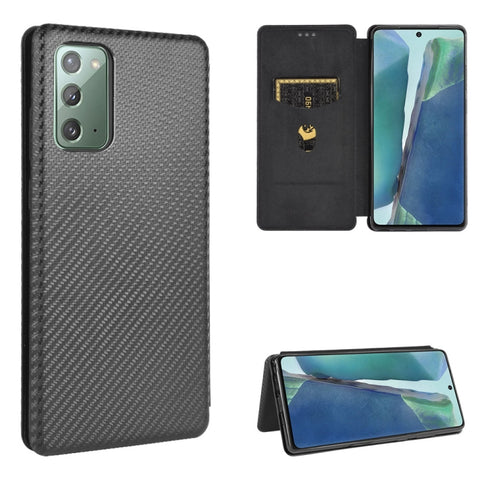 Carbon Fiber Texture Magnetic Horizontal Flip TPU + PC + PU Leather Case with Card Slot, For Samsung Galaxy Note10, For Samsung Galaxy Note10 Plus, For Samsung Galaxy Note20 Ultra, For Samsung Galaxy Note20, For Samsung Galaxy A21s