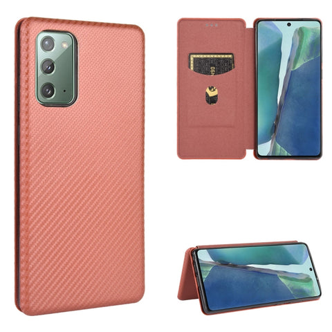 Carbon Fiber Texture Magnetic Horizontal Flip TPU + PC + PU Leather Case with Card Slot, For Samsung Galaxy Note10, For Samsung Galaxy Note10 Plus, For Samsung Galaxy Note20 Ultra, For Samsung Galaxy Note20, For Samsung Galaxy A21s