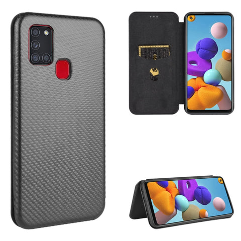 Carbon Fiber Texture Magnetic Horizontal Flip TPU + PC + PU Leather Case with Card Slot, For Samsung Galaxy Note10, For Samsung Galaxy Note10 Plus, For Samsung Galaxy Note20 Ultra, For Samsung Galaxy Note20, For Samsung Galaxy A21s
