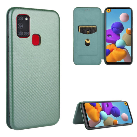 Carbon Fiber Texture Magnetic Horizontal Flip TPU + PC + PU Leather Case with Card Slot, For Samsung Galaxy Note10, For Samsung Galaxy Note10 Plus, For Samsung Galaxy Note20 Ultra, For Samsung Galaxy Note20, For Samsung Galaxy A21s