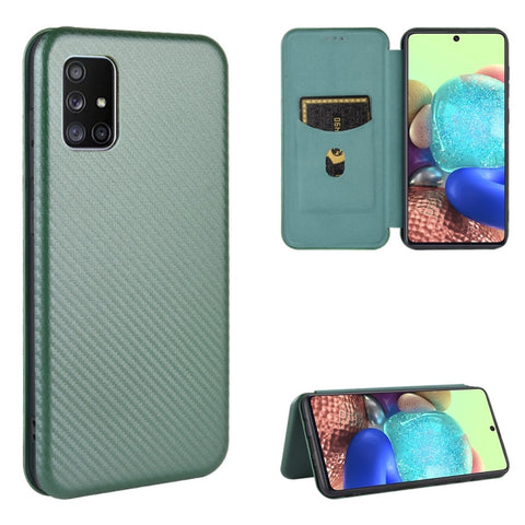 Carbon Fiber Texture Magnetic Horizontal Flip TPU + PC + PU Leather Case with Rope & Card Slot, For Samsung Galaxy A71 5G, For Samsung Galaxy A71, For Samsung Galaxy A90 5G, For Samsung Galaxy A91 / M80s / S10 Lite, For Samsung Galaxy M11              ...