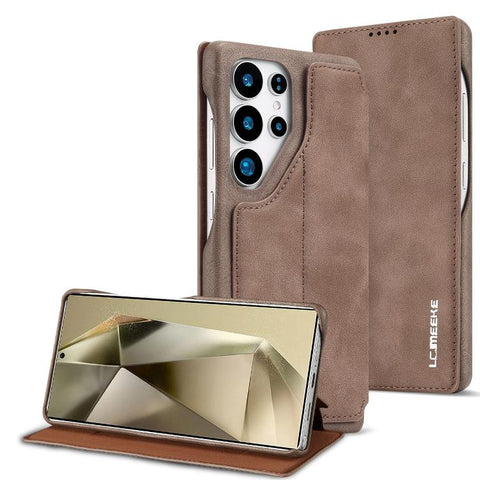 LC.IMEEKE Hon Ancient Series Flip Leather Phone Case, For Samsung Galaxy S26+ 5G, For Samsung Galaxy S26 Ultra 5G, For Samsung Galaxy S26 5G, For Samsung Galaxy S25 Ultra 5G