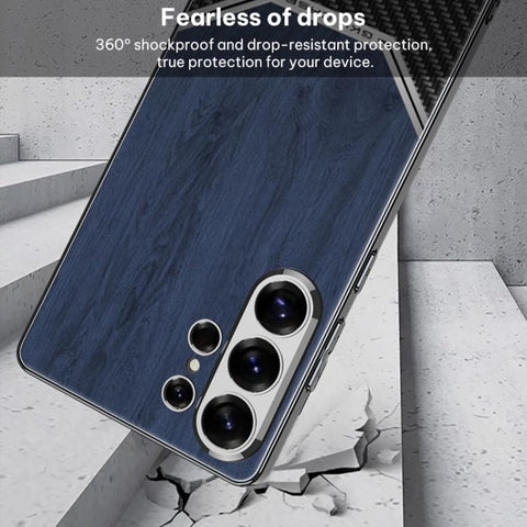 GKK Plating Leather Wood Texture Full Coverage Phone Case, For Samsung Galaxy S26 Ultra 5G, For Samsung Galaxy S25 Ultra 5G