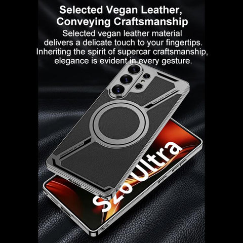 GKK Electroplating Leather Z-Shape MagSafe Phone Case, Not Included Pen, For Samsung Galaxy S26 Ultra 5G, For Samsung Galaxy S25 Ultra 5G