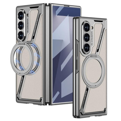 GKK Integrated Electroplating Leather Z-Shape MagSafe Phone Case, For Galaxy Z Fold8 5G, For Samsung Galaxy Z Fold7 5G, For Samsung Galaxy Z Fold6