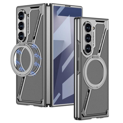 GKK Integrated Electroplating Leather Z-Shape MagSafe Phone Case, For Galaxy Z Fold8 5G, For Samsung Galaxy Z Fold7 5G, For Samsung Galaxy Z Fold6