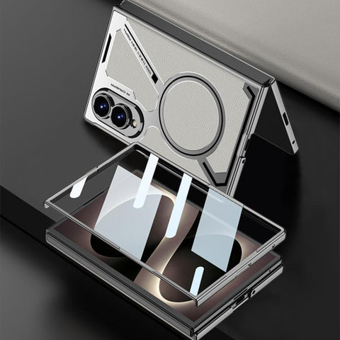 GKK Integrated Electroplating Leather Z-Shape MagSafe Phone Case, For Galaxy Z Fold8 5G, For Samsung Galaxy Z Fold7 5G, For Samsung Galaxy Z Fold6