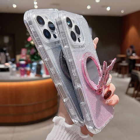 Mirror Butterfly Holder Glitterr MagSafe Phone Case, For iPhone 11 Pro Max, For iPhone 11