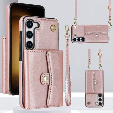 RFID Card Slot Phone Case with Long Lanyard, For Samsung Galaxy S26+ 5G, For Samsung Galaxy S26 Ultra 5G, For Samsung Galaxy S26 5G, For Samsung Galaxy S25 5G, For Samsung Galaxy S25+ 5G, For Samsung Galaxy S25 Ultra 5G, For Samsung Galaxy S24 Ultra 5G...