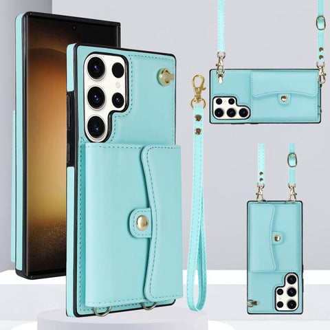 RFID Card Slot Phone Case with Long Lanyard, For Samsung Galaxy S26+ 5G, For Samsung Galaxy S26 Ultra 5G, For Samsung Galaxy S26 5G, For Samsung Galaxy S25 5G, For Samsung Galaxy S25+ 5G, For Samsung Galaxy S25 Ultra 5G, For Samsung Galaxy S24 Ultra 5G...
