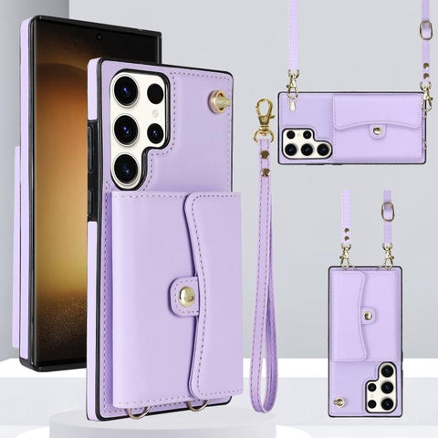 RFID Card Slot Phone Case with Long Lanyard, For Samsung Galaxy S26+ 5G, For Samsung Galaxy S26 Ultra 5G, For Samsung Galaxy S26 5G, For Samsung Galaxy S25 5G, For Samsung Galaxy S25+ 5G, For Samsung Galaxy S25 Ultra 5G, For Samsung Galaxy S24 Ultra 5G...