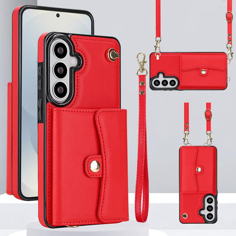 RFID Card Slot Phone Case with Long Lanyard, For Samsung Galaxy S26+ 5G, For Samsung Galaxy S26 Ultra 5G, For Samsung Galaxy S26 5G, For Samsung Galaxy S25 5G, For Samsung Galaxy S25+ 5G, For Samsung Galaxy S25 Ultra 5G, For Samsung Galaxy S24 Ultra 5G...