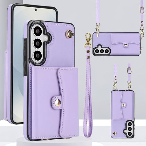 RFID Card Slot Phone Case with Long Lanyard, For Samsung Galaxy S26+ 5G, For Samsung Galaxy S26 Ultra 5G, For Samsung Galaxy S26 5G, For Samsung Galaxy S25 5G, For Samsung Galaxy S25+ 5G, For Samsung Galaxy S25 Ultra 5G, For Samsung Galaxy S24 Ultra 5G...