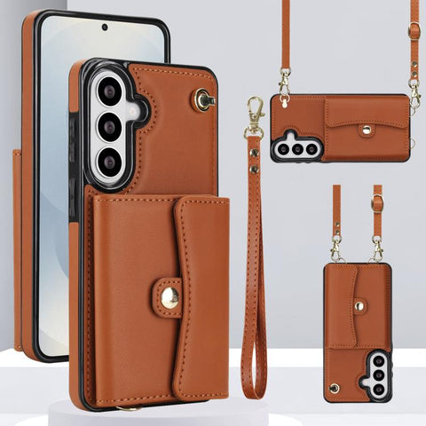 RFID Card Slot Phone Case with Long Lanyard, For Samsung Galaxy S26+ 5G, For Samsung Galaxy S26 Ultra 5G, For Samsung Galaxy S26 5G, For Samsung Galaxy S25 5G, For Samsung Galaxy S25+ 5G, For Samsung Galaxy S25 Ultra 5G, For Samsung Galaxy S24 Ultra 5G...