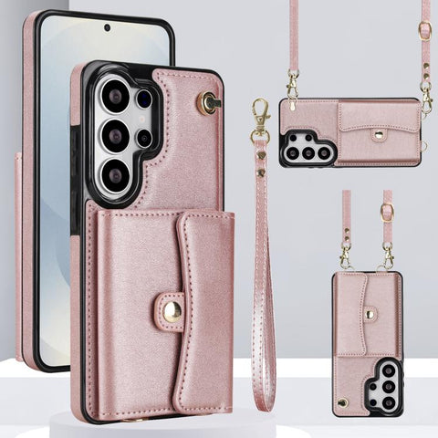 RFID Card Slot Phone Case with Long Lanyard, For Samsung Galaxy S26+ 5G, For Samsung Galaxy S26 Ultra 5G, For Samsung Galaxy S26 5G, For Samsung Galaxy S25 5G, For Samsung Galaxy S25+ 5G, For Samsung Galaxy S25 Ultra 5G, For Samsung Galaxy S24 Ultra 5G...