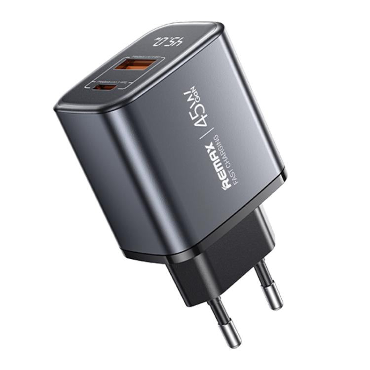 REMAX U2-AC 45W USB and Type-C GaN Digital Display Fast Charger, EU Plug, UK Plug