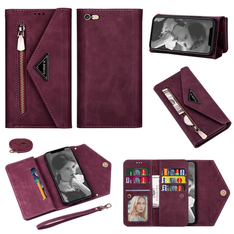 Skin Feel Zipper Horizontal Flip Leather Case with Holder & Card Slots & Photo Frame & Lanyard & Long Rope, For iPhone 6, For iPhone 6 Plus, For iPhone 7 / 8 / SE (2020), For iPhone 7 Plus / 8 Plus, For iPhone 11, For iPhone 11 Pro, For iPhone 11 Pro M...