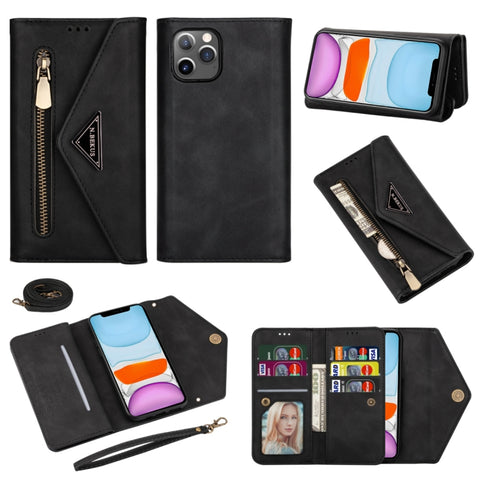 Skin Feel Zipper Horizontal Flip Leather Case with Holder & Card Slots & Photo Frame & Lanyard & Long Rope, For iPhone 6, For iPhone 6 Plus, For iPhone 7 / 8 / SE (2020), For iPhone 7 Plus / 8 Plus, For iPhone 11, For iPhone 11 Pro, For iPhone 11 Pro M...