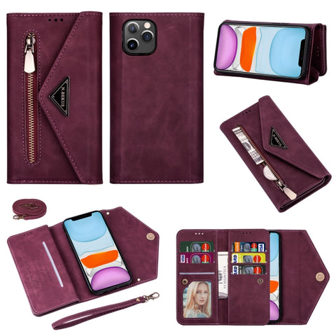 Skin Feel Zipper Horizontal Flip Leather Case with Holder & Card Slots & Photo Frame & Lanyard & Long Rope, For iPhone 6, For iPhone 6 Plus, For iPhone 7 / 8 / SE (2020), For iPhone 7 Plus / 8 Plus, For iPhone 11, For iPhone 11 Pro, For iPhone 11 Pro M...