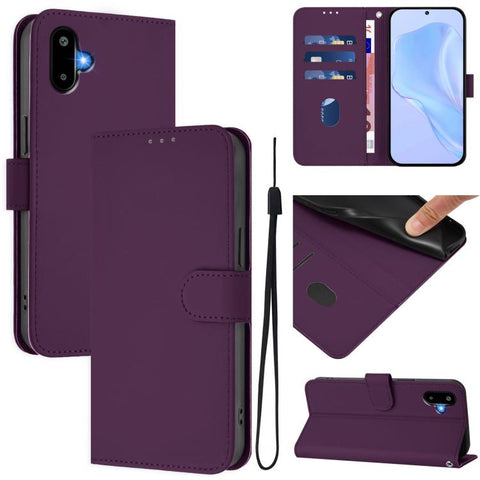 Skin Feel Solid Color Leather Phone Case with Lanyard, For Samsung Galaxy F06 5G / M06 5G, For Samsung Galaxy Xcover7 Pro