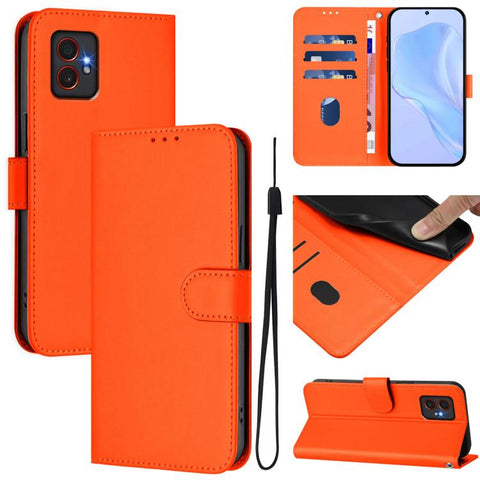 Skin Feel Solid Color Leather Phone Case with Lanyard, For Samsung Galaxy F06 5G / M06 5G, For Samsung Galaxy Xcover7 Pro