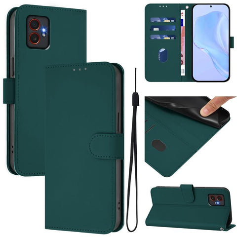 Skin Feel Solid Color Leather Phone Case with Lanyard, For Samsung Galaxy F06 5G / M06 5G, For Samsung Galaxy Xcover7 Pro