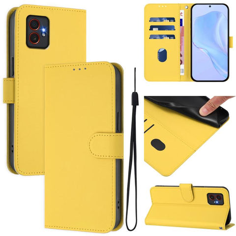 Skin Feel Solid Color Leather Phone Case with Lanyard, For Samsung Galaxy F06 5G / M06 5G, For Samsung Galaxy Xcover7 Pro